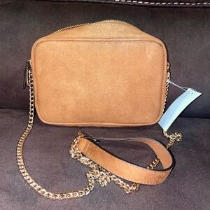 H&M Brown Suede Chain Crossbody Bag